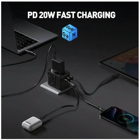 جودا شاحن سفر Tour 20W بثلاث منافذ USB – أسود