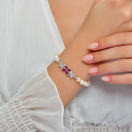 طقم لؤلؤ طبيعي زراعي - فضة عيار 925