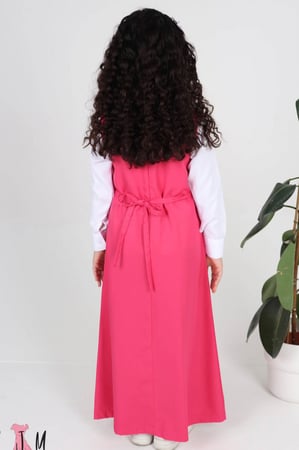 شيال مريول ابتدائي مع كسرات عصرية وردي 1072 بدون البلوزه