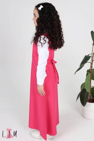 شيال مريول ابتدائي مع كسرات عصرية وردي 1072 بدون البلوزه