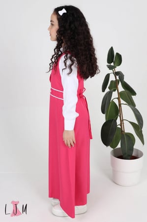 شيال مريول ابتدائي ببيونه مع ازرار وردي 1070 بدون البلوزه