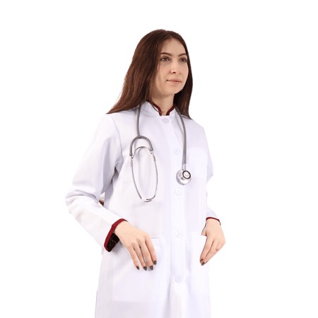 لاب كوت طبي نسائي اكمام وياقة عودي موديل 20014 ELEGANCE