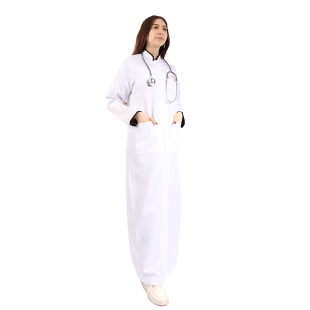 لاب كوت طبي نسائي اكمام وياقة اسود موديل 20016 ELEGANCE