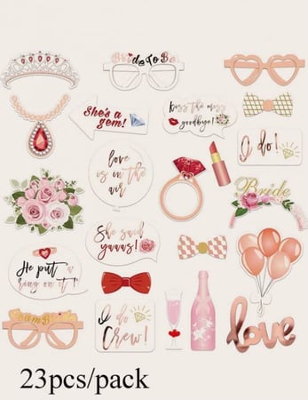 منتج متوفر للبيع الفوري  مجموعه اعواد تصوير مناسبه لحفلات البرايدل شاور مكونه من (23) قطعه ‍