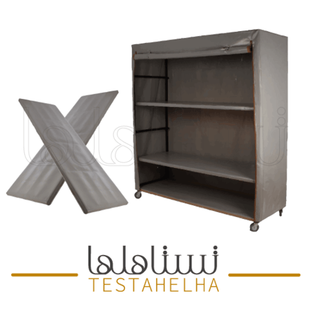دولاب عزبة 4 ارفف متنقل 2 متر رصاصي
