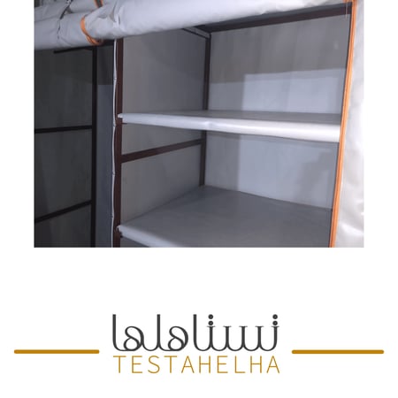 دولاب ملابس و ارفف حديد (2 متر رصاصي)