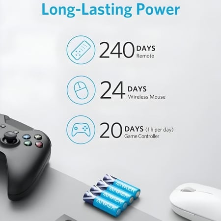 AAA | ANKER انكر بطارية قلوية كبيرة الحجم 4 قطع