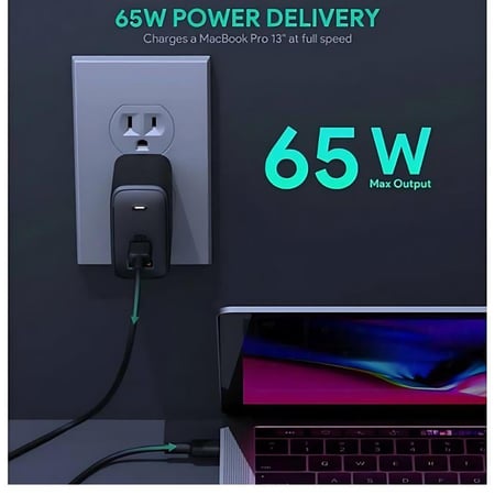 أوكي | أومنيا ميكس شاحن جداري منفذ تايب سي ومنفذ USB بقوة 65 واط - متعدد الالوان