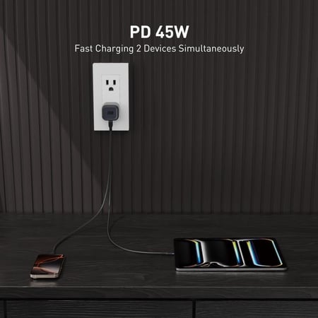 جودا | FOLD شاحن جداري بمنفذين تايب سي بقوة 45 واط