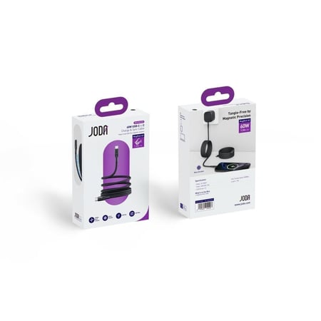 جودا | MagRoll سلك مغناطيسي تايب سي الى تايب سي بقوة 60 واط بطول 1.2 متر - اسود