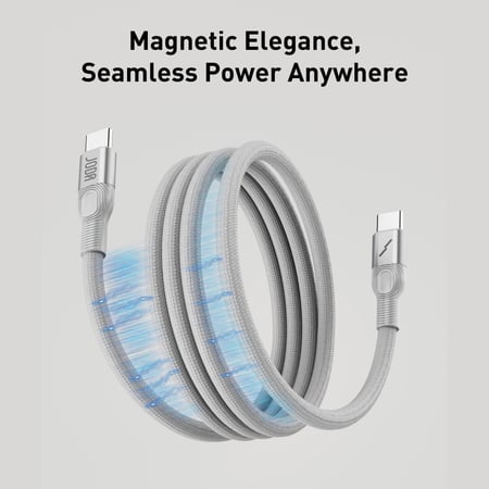 جودا | MagRoll سلك مغناطيسي تايب سي الى تايب سي بقوة 60 واط بطول 1.2 متر - فضي