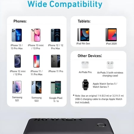 انكر | 335 باور كور بطارية متنقلة بسعة 20 الف ملي امبير بقوة 20 واط - اللوان متعددة