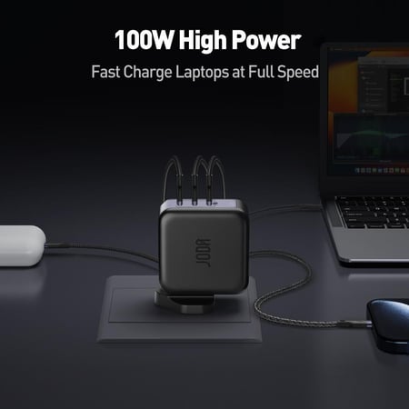 جودا | شاحن جداري بثلاث منافذ تايب سي بقوة 100 واط