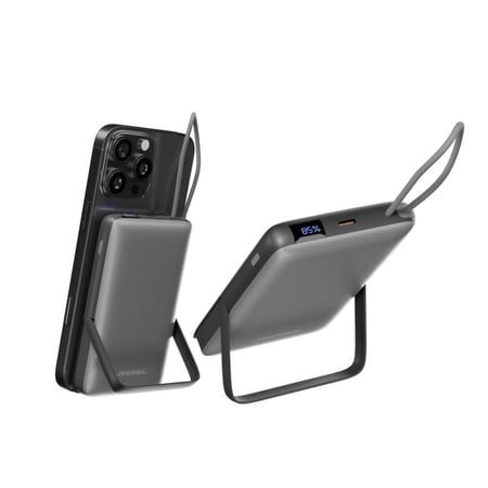 باور بانك جيبل 10000mAh شحن لاسلكي مغناطيسي سريع PD 22.5W مع حامل مدمج وشاشة LCD وكابل USB-C