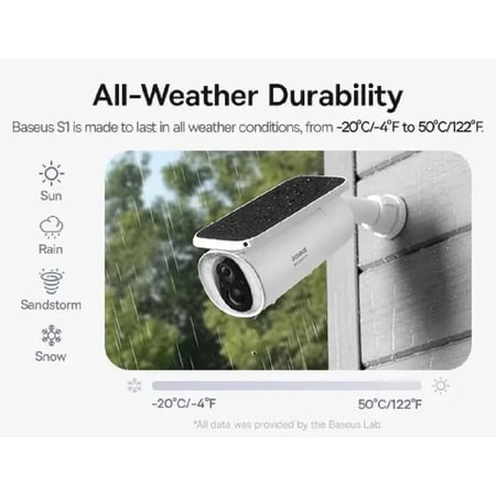 بيسوس - S1 outdoor كاميرا مراقبة خارجية بدقة 2K تعمل بالطاقة الشمسية