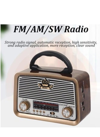 راديو كلاسيكي خشبي محمول بتقنية البلوتوث و USB بتصميم ريترو