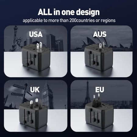 جودا - فيش السفر العالمي متعدد المداخل 20W بمنفذين USB ومنفذ pd