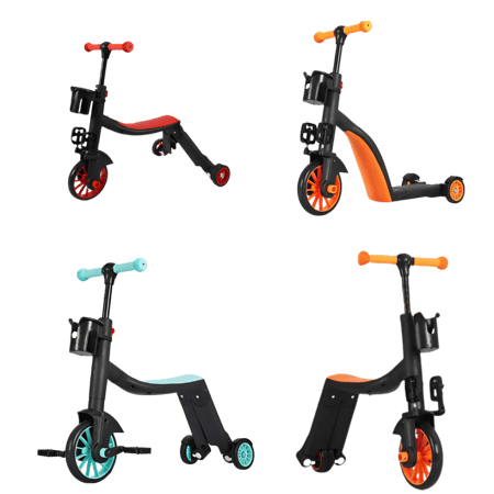 دراجة أطفال وسكوتر 3 في 1 قابلة للتحويل بين دراجة توازن وسكوتر ركل ودراجة بدواسات مع امكانية تعديل الإرتفاع