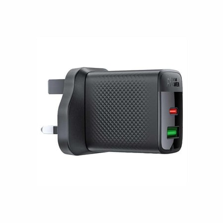 شاحن جداري AceFast بقوة 30 واط بمنفذ تايب سي و USB - أسود