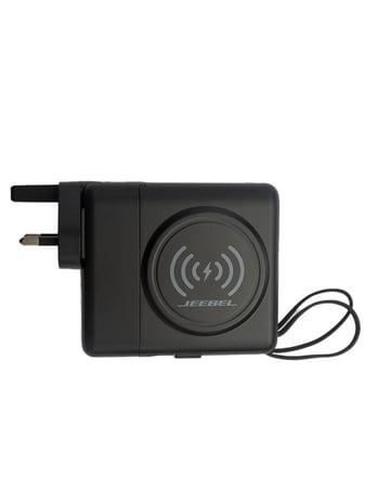 شاحن جداري 5 في 1 من جيبل مع باور بانك لاسلكي 10000mAh - شحن سريع PD و USB وكابلات مدمجة