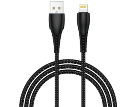كابل ايفون شحن سريع USB مضفر نايلون متين 1.2م - كيبل بيانات مقاوم للقطع