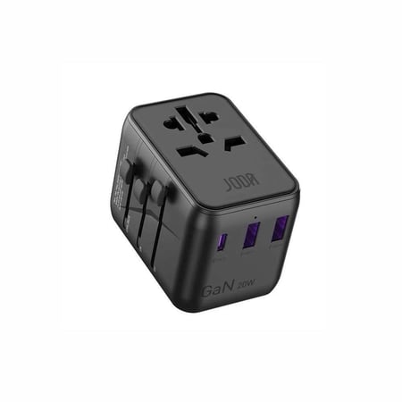 جودا - فيش السفر العالمي متعدد المداخل 20W بمنفذين USB ومنفذ pd
