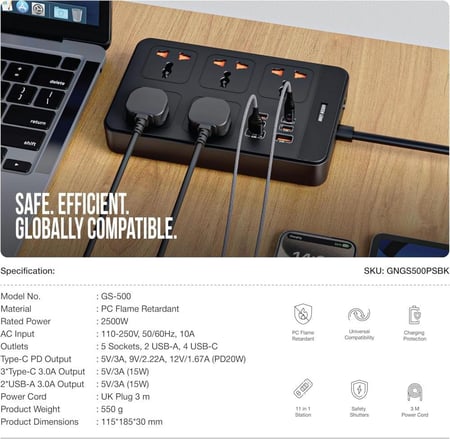 قرين ليون -  توصيله كهربائيه  5 مكابس كهربائيه بقوه 2500W بطول 3 م