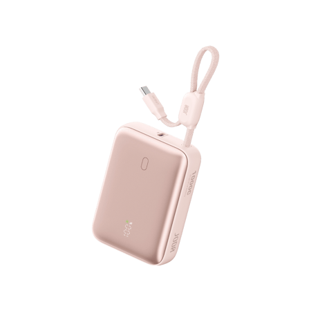 جودا بطارية متنقلة JODA Halo 10 بقوة 22.5 واط بسعة 10000 ملي امبير بمنفذ يو اس بي مع سلك تايب سي مدمج - وردي