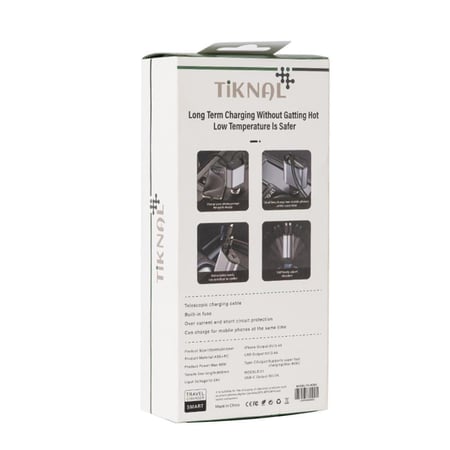 شاحن سيارة تكنلل 120 واط: شحن سريع ومنافذ متعددة تايب سي و لايتنينج وعرض رقمي