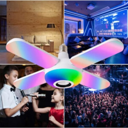 لمبة سقف موسيقية ذكية RGB مروحية