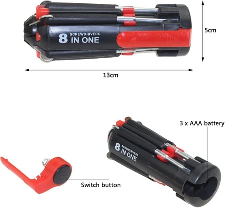 مجموعة مفكات  8in1 مدمجة مع كشاف بطاريات