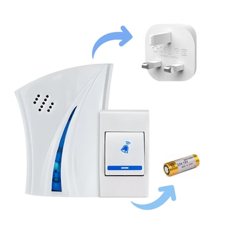 جرس باب لاسلكي على فيش جداري مع بطاريات 510AC