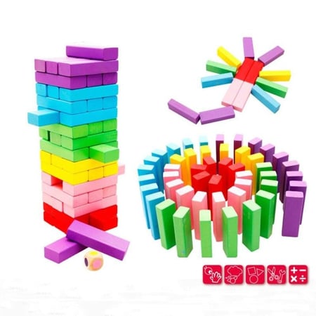 لعبة جينغا خشبية ملونة للأطفال – 48 قطعة م/9143-95