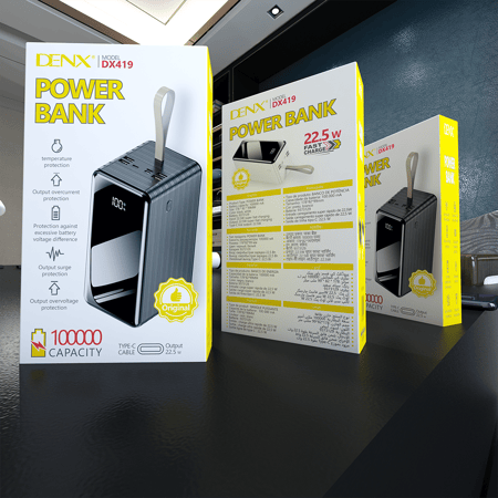 باور بانك بسعة 100000mAh من DENX م/ DX419