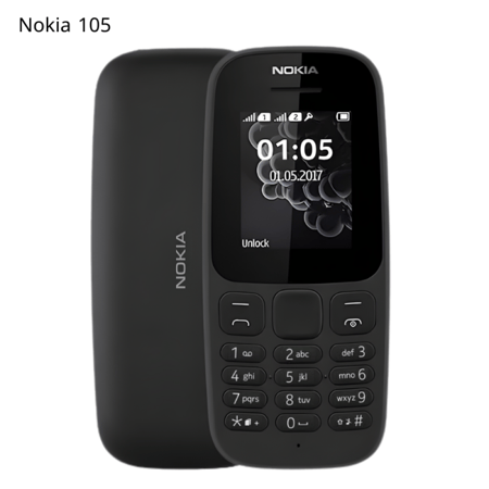 جوال نوكيا موديل 105 Nokia شريحتين - أسود