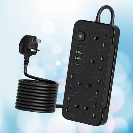 توصيلة كهربائية 6 مقابس بقدرة 2500 واط مع USB وType-C وسلك 3 متر – NS-834