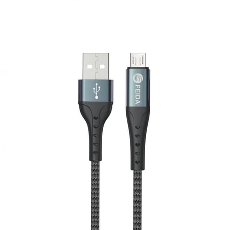 FEIDA - كيبل مايكرو USB قماش اسود 2متر م/AST26 ماركة فيدا
