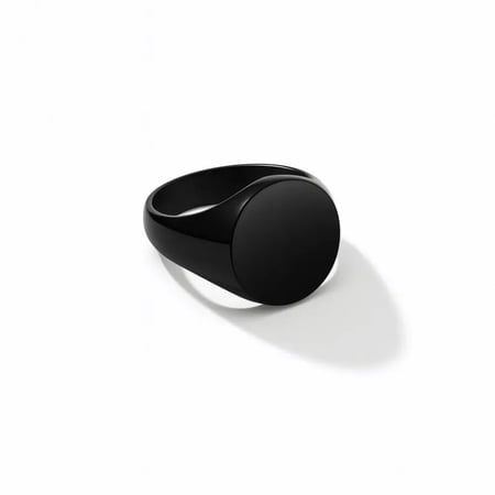 خاتم من ستانلس ستيل لون اسود بمقاسات متعدد ( طباعة بالليزر )