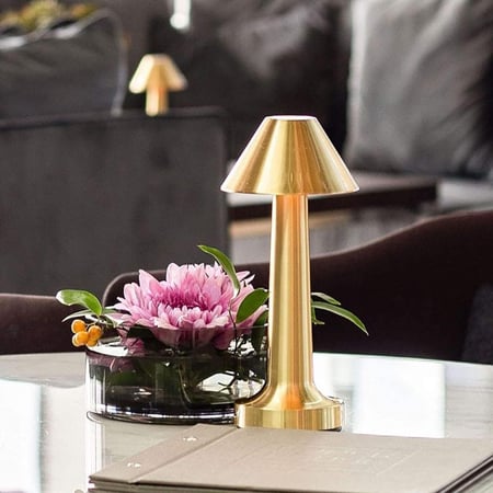 اباجورة مصباح طاولة LED مزود بمستشعر يعمل باللمس ذهبي 23×9سم