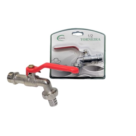 حنفية معدنية بمقبض أحمر لتوصيل الخرطوم م/TC291