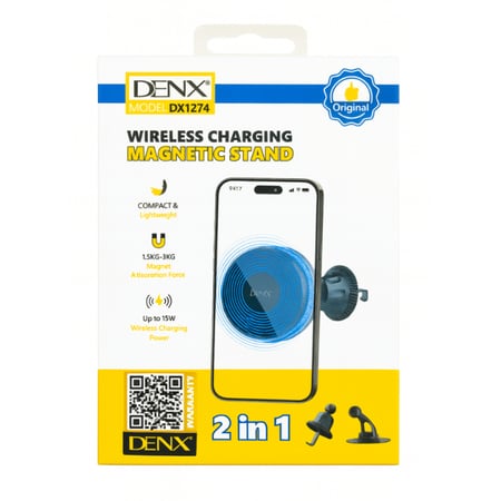 حامل مغناطيسي مع شحن لاسلكي 2 في 1 من DENX م/ DX1274