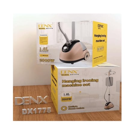 DENX- كاوية بخار احترافية للملابس، 2 في 1، مكواة بخار عمودية مسطحة، 2000 وات، تسخين سريع مع خزان مياه سعة 1.8 لتر م/DX1775 ماركة دينكس