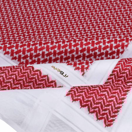 شماغ بروجيه أحمر غامق خطوط بيضاء