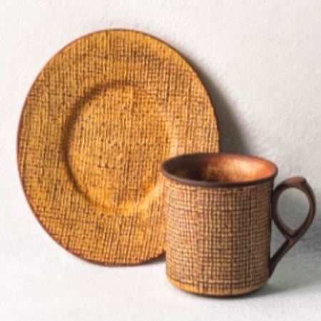 كوب ceramic بني بنمط ياباني صناعة يدوية