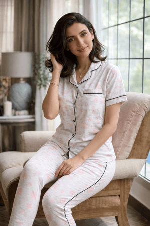 بجامة صيفي رصاصي بقلوب وردي قطن بنجلاديشي رقم  10