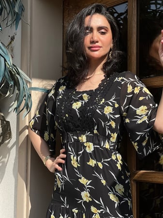 فستان العيد اسود شيفون مشجر رقم 8