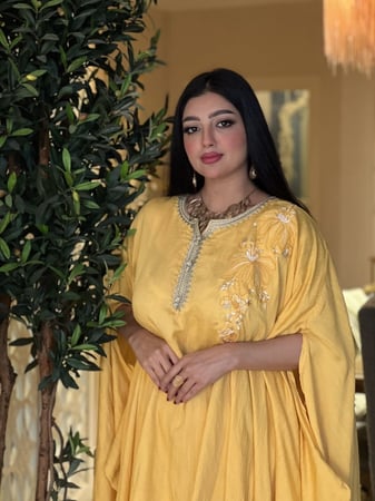 طقم بنطلون وبلوزه صفراء رمضانيه فري سايز