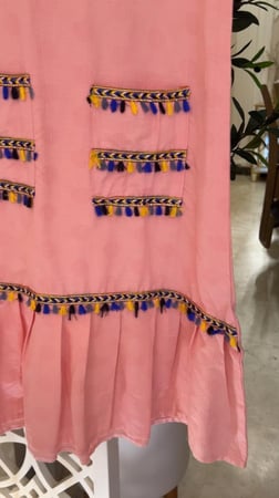 دراعة الطفلة رمضانية لون وردي تطريز بدوي انيقه ومناسبه للبيت