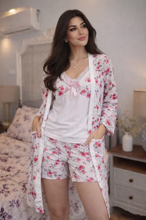 بجامة 4 قطع قطن طبيعي ناعم جداً