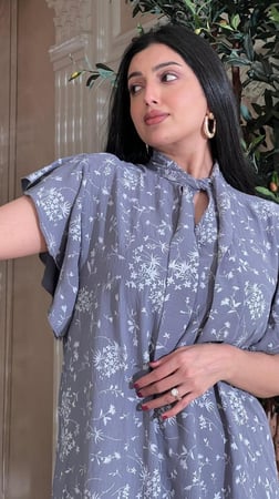 دراعه رمضانية رصاصي حرير مغسول مكرمش مطرزة بخيوط القصب